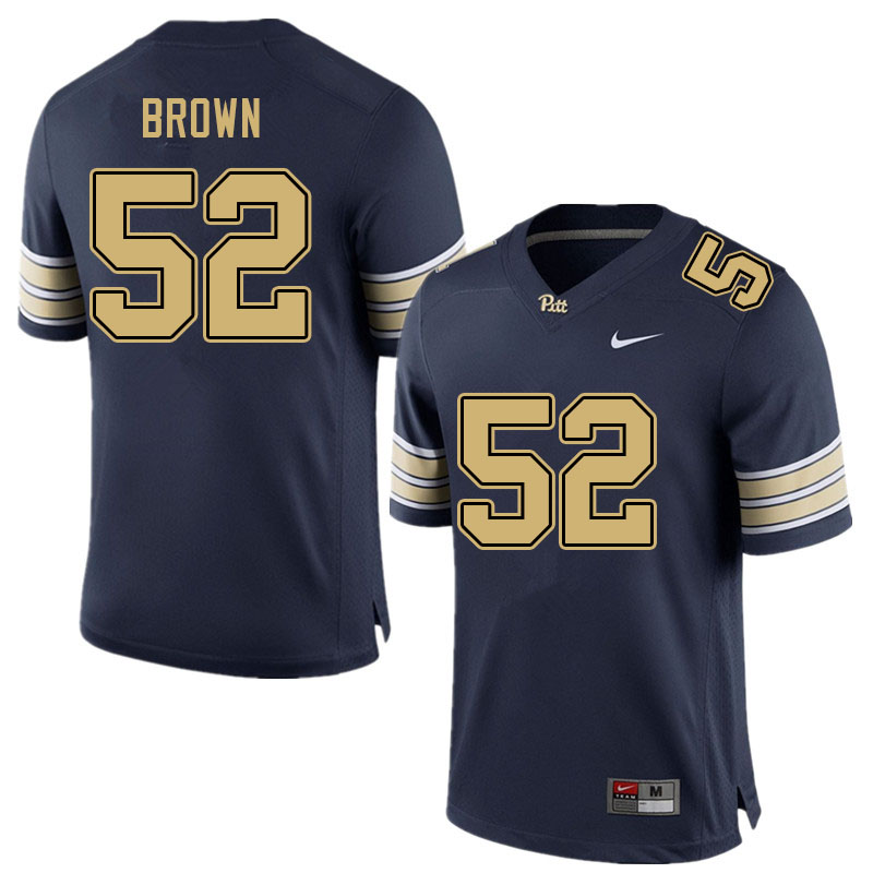 Men #52 Naquan Brown Pitt Panthers College Football Jerseys Sale-Navy